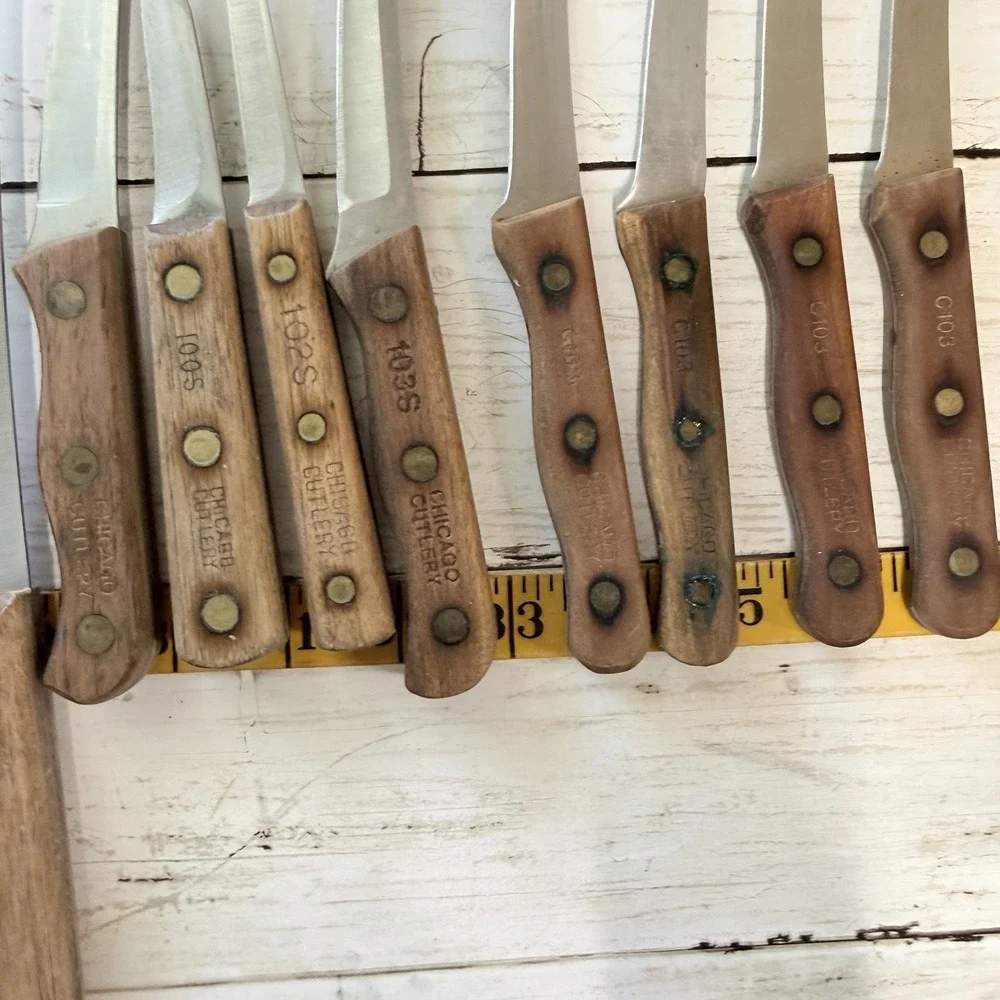 Vintage Chicago Cutlery Kitchen Knife Set of 12 Knives Block W/ Extra